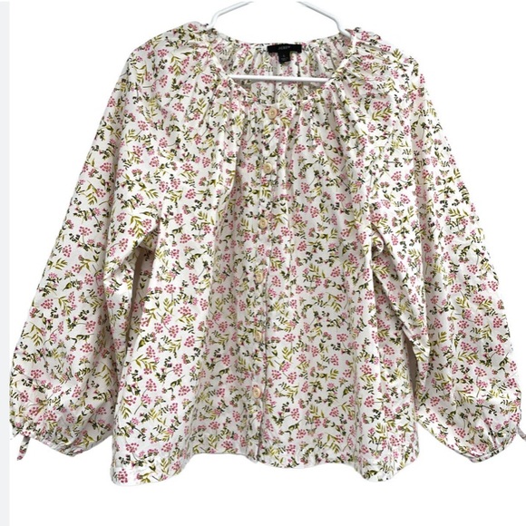 J. Crew Tie Sleeve Button Front Meadow Floral Blouse S - Picture 6 of 12